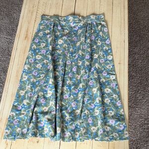 Vintage Floral A-Line Skirt - Blue and Purple